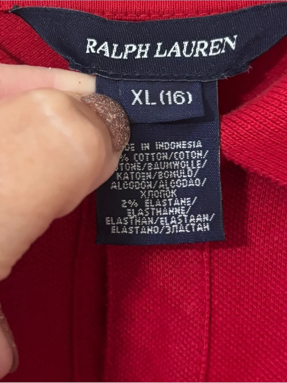 Ralph Lauren Girls Long-Sleeve Ruffled Polo Dress size XL 16